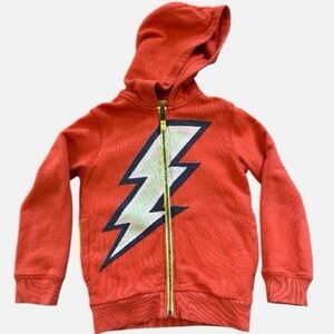 Mini Boden Kids Red Lightning Bolt Hoodie